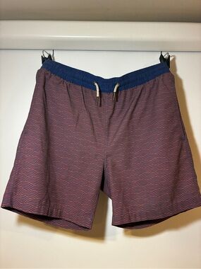 Fair Harbor Two-Tone Blue and Red Swim Shorts with Comfort Liner